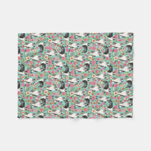 Australian Shepherds Florals Blanket - aussie dog Fleece Deken (Voorkant (Horizontaal))
