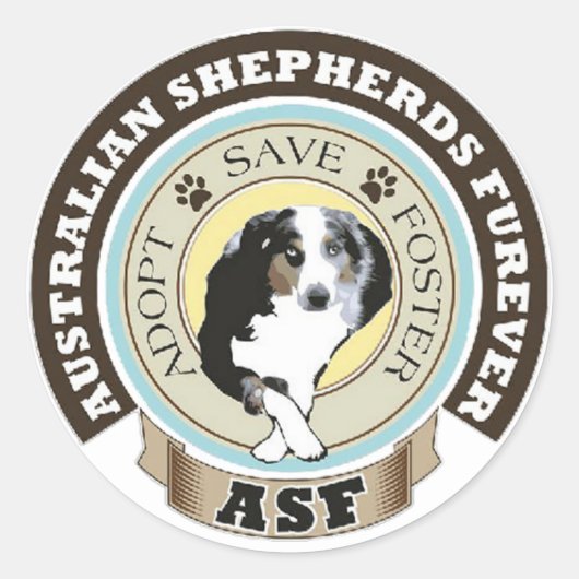 Australian Shepherds Furever Logo Ronde Sticker (Voorkant)
