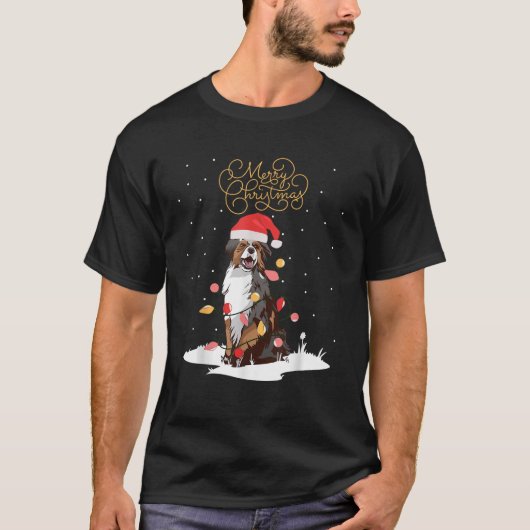 Australian Shepherds Merry Kerstmis saus C T-shirt (Voorkant)