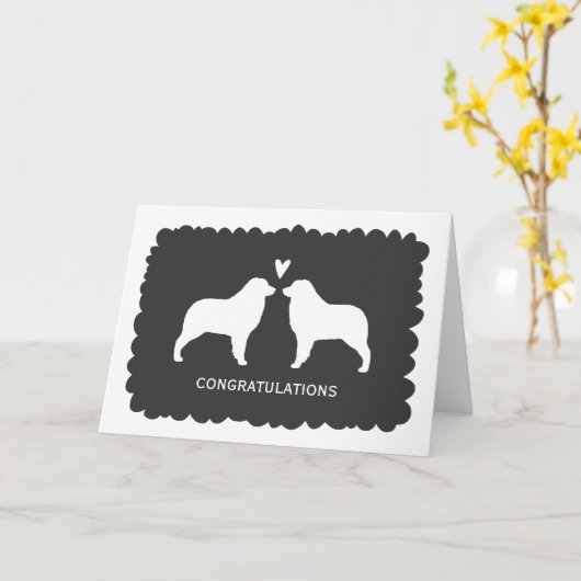 Australian Shepherds Wedding Gefeliciteerd Kaart (Gele Bloem)