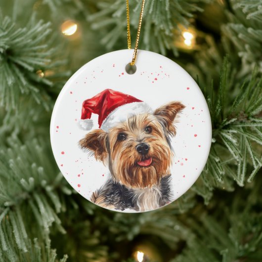 Australian Silky Terrier Christmas Personalized Keramisch Ornament (Boom)