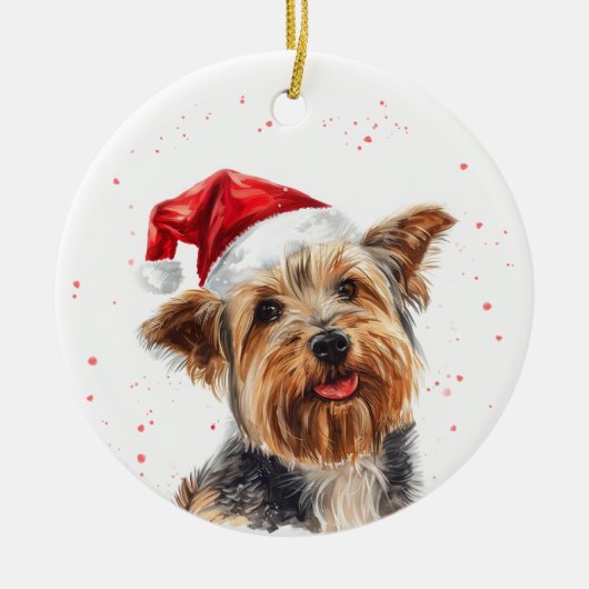 Australian Silky Terrier Christmas Personalized Keramisch Ornament (Voorkant)