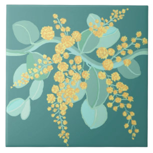 Australian Silver Wattle blossoms Ceramic Tegel Tegeltje