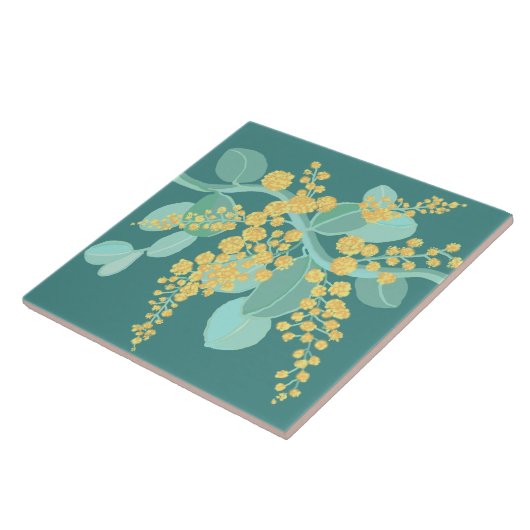 Australian Silver Wattle blossoms Ceramic Tegel Tegeltje (Zijkant)