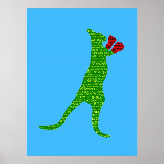 Australian Slang Boxing Kangaroo Poster (Voorkant)
