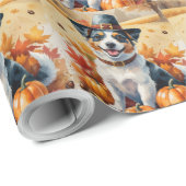 Australian Terrier Autumn verlaat Thanksgiving Cadeaupapier (Rol Hoek)