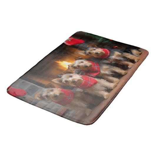 Australian Terrier bij de open haard Kerstmis Badmat (Gekanteld)