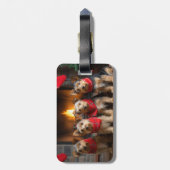 Australian Terrier bij de open haard Kerstmis Bagagelabel (Achterkant verticaal)