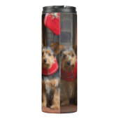 Australian Terrier bij de open haard Kerstmis Thermosbeker (Achterkant)