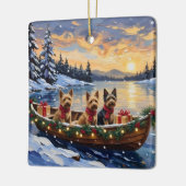 Australian Terrier Christmas Boat Holiday Keramisch Ornament (Links)