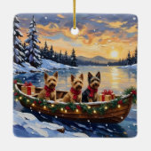Australian Terrier Christmas Boat Holiday Keramisch Ornament (Achterkant)