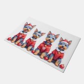 Australian Terrier Christmas Dress Santa Hat Deurmat (Schuin)