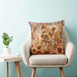 Australian Terrier Dog Herfst Waterverf Flowers Kussen