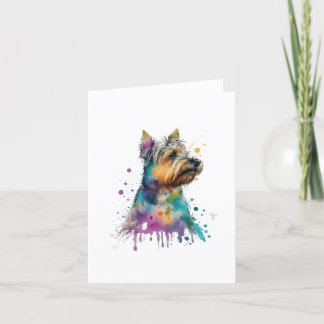 Australian Terrier Dog in Waterverf & Pen Feestdagen Kaart