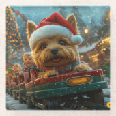 Australian Terrier Dog Roller Onderzetter Kerst Glazen Onderzetter (Voorkant)