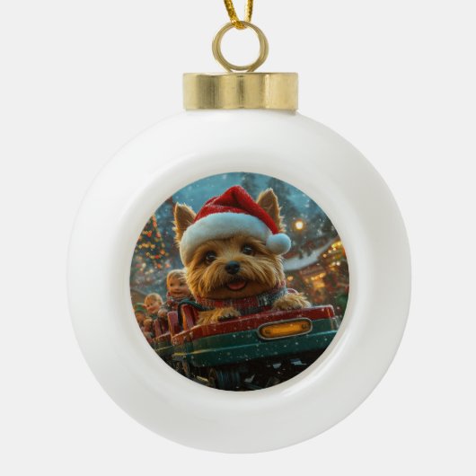 Australian Terrier Dog Roller Onderzetter Kerst Keramische Bal Ornament (Voorkant)