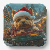 Australian Terrier Dog Roller Onderzetter Kerst Papieren Bordje (Voorkant)