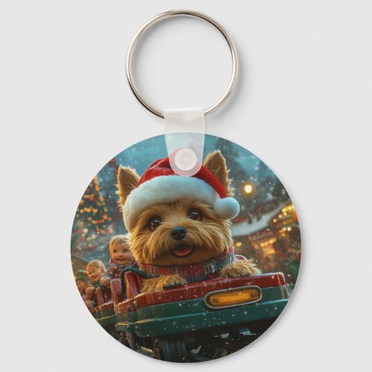 Australian Terrier Dog Roller Onderzetter Kerst Sleutelhanger (Voorkant)