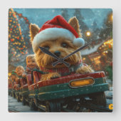 Australian Terrier Dog Roller Onderzetter Kerst Vierkante Klok (Voorkant)