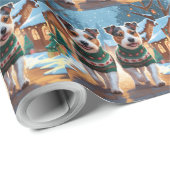 Australian Terrier Dogs Christmas Snow Holiday Cadeaupapier (Rol Hoek)