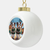 Australian Terrier Dogs Christmas Snow Holiday Keramische Bal Ornament (Rechts)