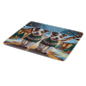 Australian Terrier Dogs Christmas Snow Holiday Snijplank (Hoek)