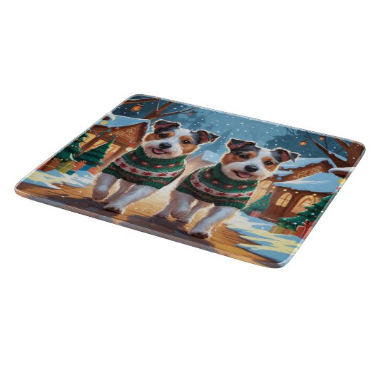 Australian Terrier Dogs Christmas Snow Holiday Snijplank (Hoek)