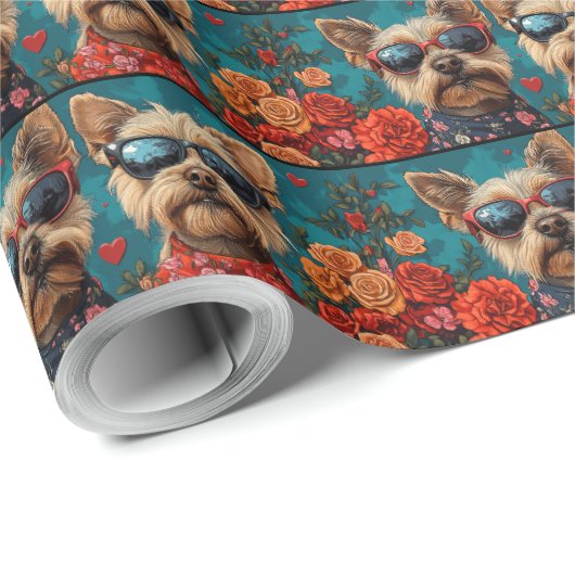 Australian Terrier Heart Rozen Valentijnsdag Cadeaupapier (Rol Hoek)