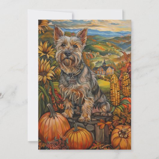 Australian Terrier Herfst Oogst Thanksgiving Feestdagenkaart (Voorkant)