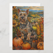 Australian Terrier Herfst Oogst Thanksgiving Feestdagenkaart (Voorkant / Achterkant)