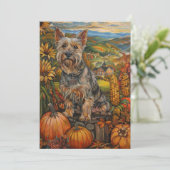 Australian Terrier Herfst Oogst Thanksgiving Feestdagenkaart (Staand voorkant)