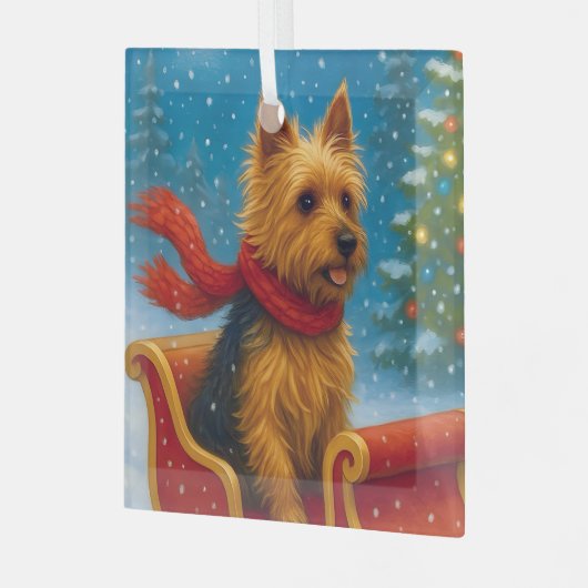 Australian Terrier Holiday Glas Ornament (Voorkant links)