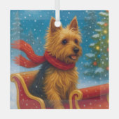Australian Terrier Holiday  Glas Ornament (Voorkant)