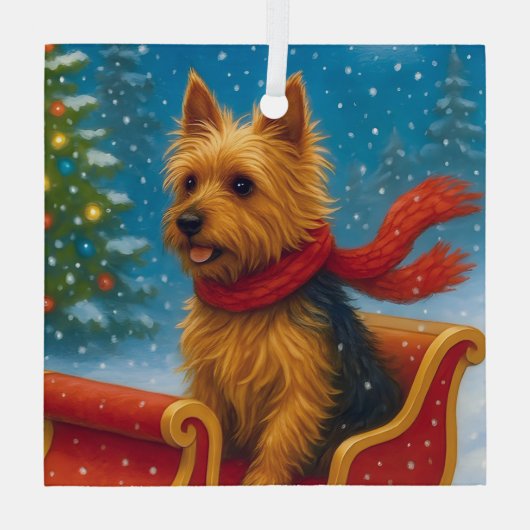 Australian Terrier Holiday  Glas Ornament (Achterkant)