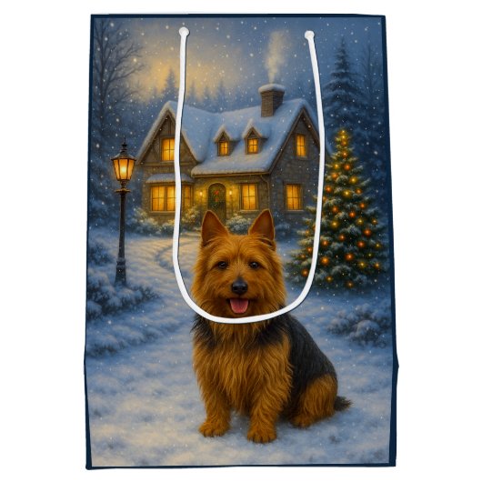 Australian Terrier Holiday  Medium Cadeauzakje (Achterkant)
