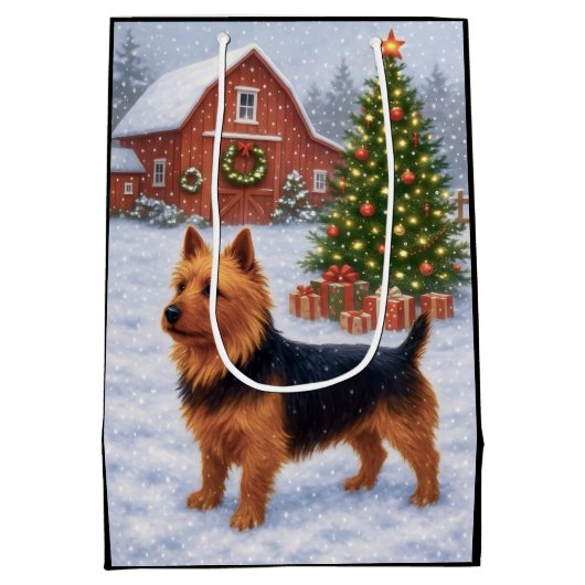 Australian Terrier Holiday  Medium Cadeauzakje (Achterkant)