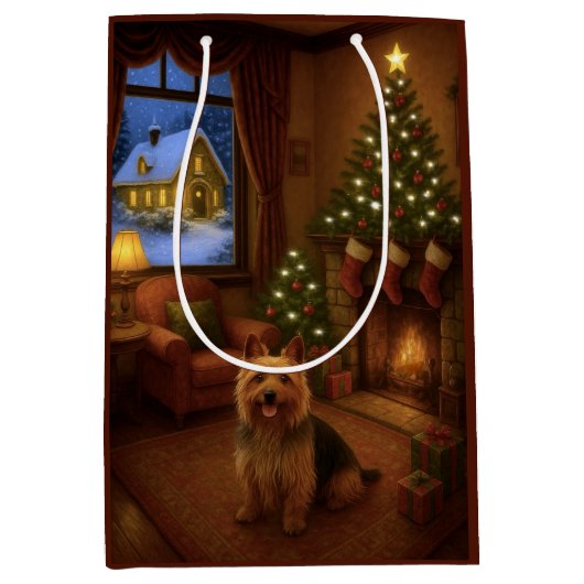 Australian Terrier Holiday  Medium Cadeauzakje (Voorkant)