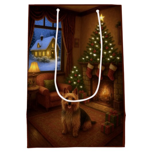 Australian Terrier Holiday  Medium Cadeauzakje (Achterkant)