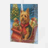Australian Terrier Holiday  Metal Ornament (Voorkant links)