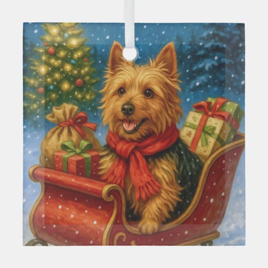 Australian Terrier Holiday  Metal Ornament (Voorkant)