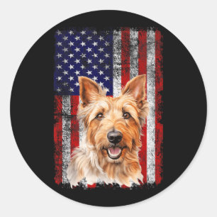 Australian Terrier-hondliefhebber Vlag 4 juli Ronde Sticker