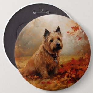 Australian Terrier in Herfstbladeren Inspireren Va Ronde Button 6,0 Cm