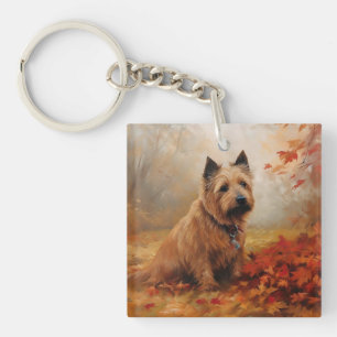 Australian Terrier in herfstbladeren val inspireer Sleutelhanger