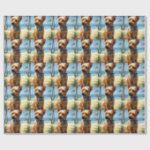 Australian Terrier On Beach hondenliefhebber zomer Cadeaupapier (Vlak)