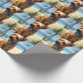 Australian Terrier On Beach hondenliefhebber zomer Cadeaupapier (Hoek)