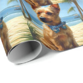 Australian Terrier On Beach hondenliefhebber zomer Cadeaupapier (Rol Hoek)