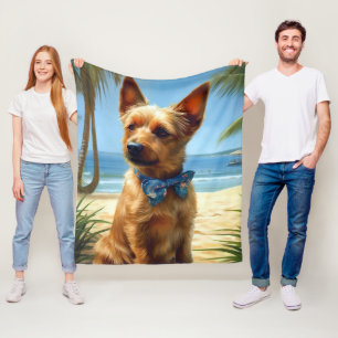Australian Terrier On Beach hondenliefhebber zomer Fleece Deken