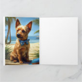 Australian Terrier On Beach hondenliefhebber zomer Kaart (Binnen)