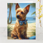 Australian Terrier On Beach hondenliefhebber zomer Kaart (Gele Bloem)