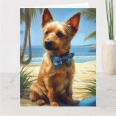 Australian Terrier On Beach hondenliefhebber zomer Kaart (Voorkant)